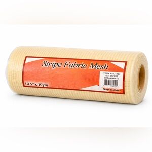 NWT Stripe Fabric Mesh Roll 10.5” x 10 Yards Cream White Wreath Craft Supply